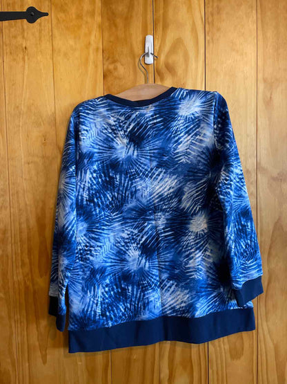 Size PS Lands End Blue Print Women's Sweater & Sweatshirt