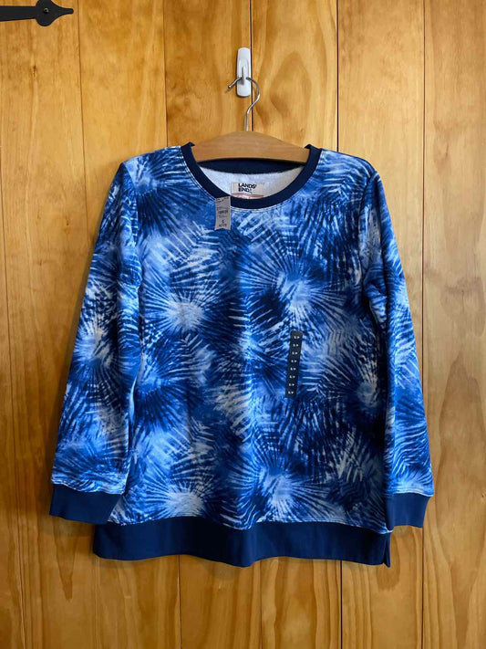 Size PS Lands End Blue Print Women's Sweater & Sweatshirt