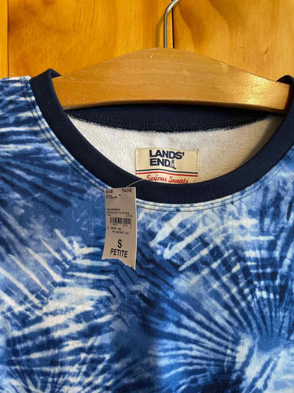 Size PS Lands End Blue Print Women's Sweater & Sweatshirt