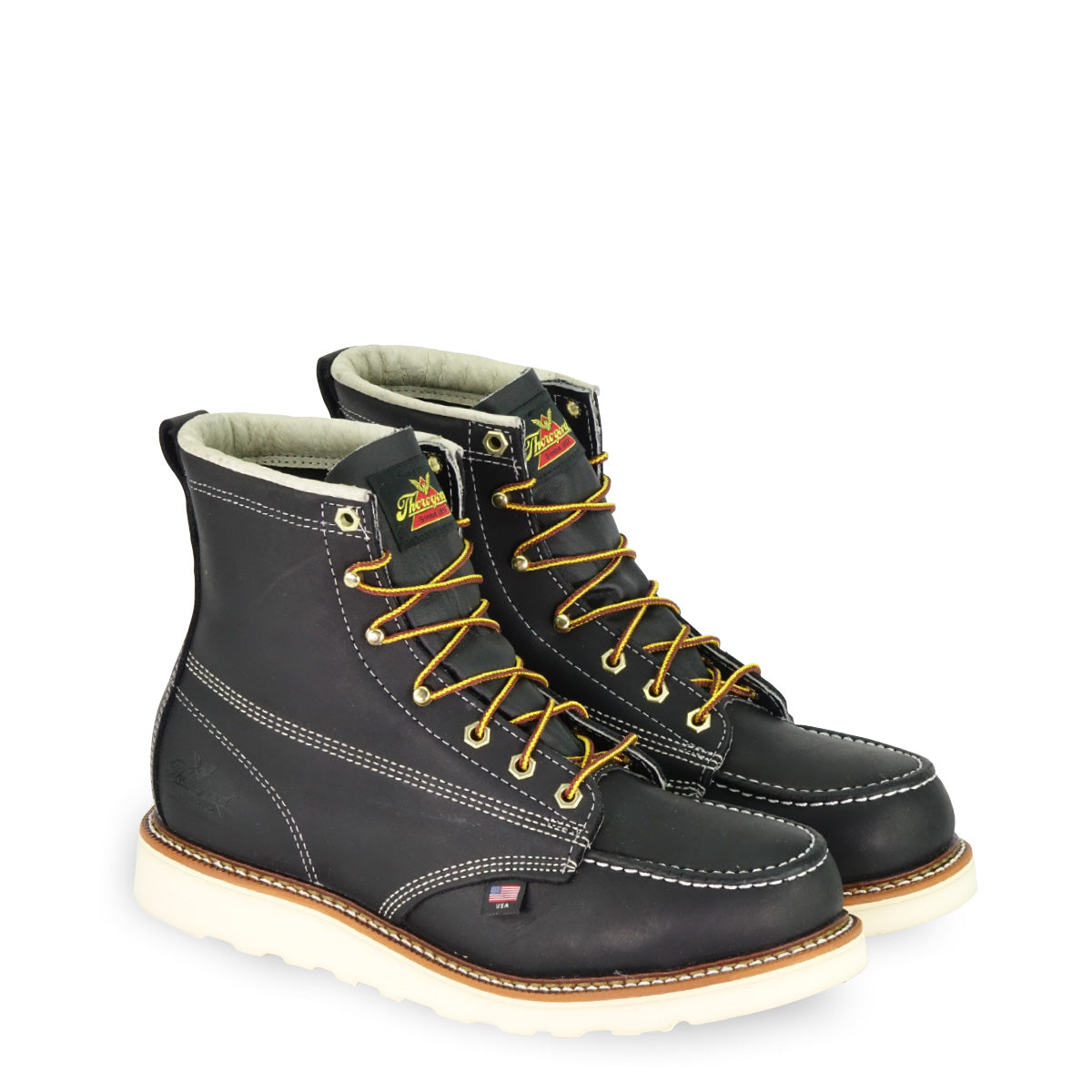 Thorogood 804-6201 Men's American Heritage 6 Black Moc Toe MAXWear Wedge™ Steel Safety Toe Work Boot
